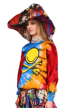 SILK SCREENED 'HAVE A LIBBY DAY' TIE DYE PULLOVER SWEATSHIRT – Libertine Red Tie, Silk Screen, Festival Captain Hat, Pullover Sweatshirt, Captain Hat, Made In Usa, Tie Dye, Angeles, Dye