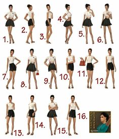 a series of photos showing how to wear short skirts