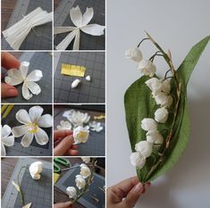 the process of making paper flowers is shown