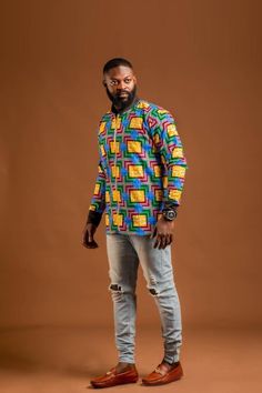 "This jacket is versatile, pair with jeans and t-shirt for a night out or any other occasion. Fully lined Unisex Sleeve length 27\" approx   100% African wax cotton Model wears L Model Height is 6'.0\"" Ankara Print, African Ankara, Mens Sweatshirts Hoodie, Waxed Cotton, African Print, Model Height, Ankara, Hoodies Men, Night Out