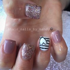 Cute gel nails Short Boho Acrylic Nails, Untraditional Valentines Nails, Valentines Gel Nails, Diy Valentine's Nails, Acrylic Dip Nails, Nails Valentine, Nails 2018, Gel Polish Manicure