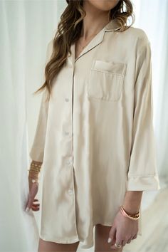 Champagne Satin Sleep Shirt – Spikes and Seams