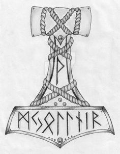 Mjolnir Design, Asatru Tattoo, Viking Symbols And Meanings, Hammer Tattoo