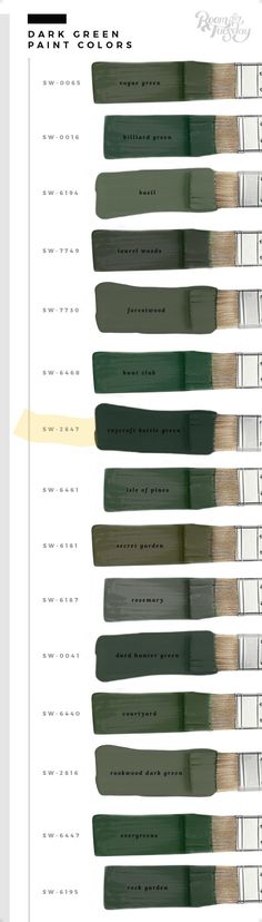 the different shades of green paint