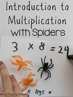 Introduce Multiplication, Introduction To Multiplication, Spider Math, School Introduction, Halloween Multiplication, Multiplication Facts Practice, Math Night, Perfect Hands