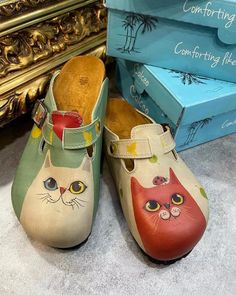 Coral & Mint Buckle-Accent Cat Clogs – CAL397 – Calceo.co Hippie Shoes Clogs & Mules, Medical Clogs, Funky Shoes, Womens Clogs