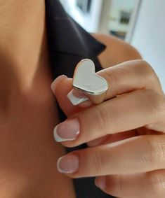 "Heart Ring, Signet Ring, Silver Heart Ring, Minimalist Ring, Love Ring, Gift for Girlfriend, Wide Ring, Chunky Silver Ring, Heart Jewelry ✔~ 100% Handmade ~ ✔~ 100% Sterling Silver ~ ✔~ Length 15 MM ~ \"the upper part\" ~ ✔~ Width 19.0 MM ~ \"the upper part\" ~ ✔~ Weight 8 grams \"in medium size\" ~ ✔~ Μade to order ~ ✔~ Free shipping ~ ✔~ Available Express shipping ~ ✔~ Tracking number ~ ✔~ Elegant Gift box, Gift bag ~ ✔~ Available finish * POLISHED ~ MATTE ✔~ Ready to ship 3-5 Bussines days ~ Minimalist Heart Ring With Simple Design, Minimalist Heart-shaped Ring With Simple Design, Simple Heart Midi Rings, Minimalist Open Heart Ring For Gift, Minimalist Open Heart Ring Gift, Minimalist Heart-shaped Rings, Minimalist Double Heart Rings As Gifts, Minimalist Double Heart Ring For Gift, Minimalist Double Heart Ring Gift