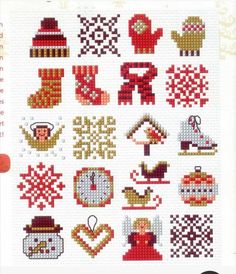 the cross stitch pattern is designed to look like it has many different things on it