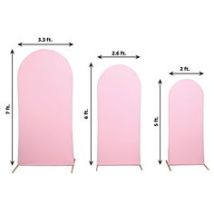 [About] Quantity: 3 Backdrop Stand Covers (Different Sizes) Material: Spandex Color: Matte Pink Sizes Small Cover: 2ft W x 5ft H Medium Cover: 2.6ft W x 6ft H Large Cover: 3.3ft W x 7ft H Custom Fit for our Round Top Chiara Wedding Backdrop Stands Feature: Double-sided, covers both sides of the stand Pullover cover to get a snug fit [Information]Additional Information: Order is for Wedding Arch Covers only. Stands and other accessories are not included. Uses: Wedding Decoration, Ceremony, Party Rectangular Backdrop, Backdrop Sizes, Party Rental Ideas, Chiara Backdrop, Carnival Birthday Party Theme, Barbie Theme Party, Wooden Backdrops, Backdrop Stands, Wedding Stage Design