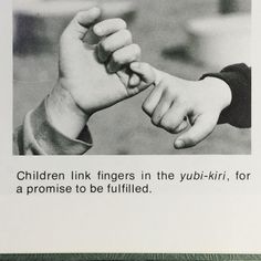 two hands holding each other with the words children link fingers in the yybikiri, for a promise to be bullied