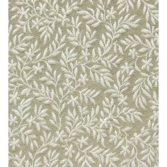 an upholstered fabric with white leaves and vines on the side, in neutral colors