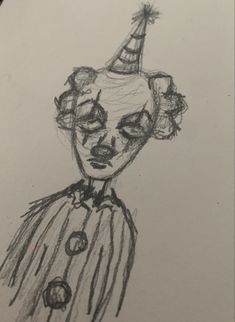 a drawing of a clown wearing a hat