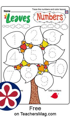 a tree with leaves and numbers on it for kids to learn how to write the numbers