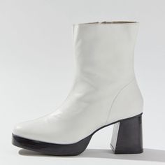 This White Zip Up Boots Is From Urban Outfitters. Never Worn. It’s Too Big For Me Which Is Why I’m Selling It. Item Will Be Shipped In Its Original Box As Seen In The Picture. White High Ankle Boots With Zipper Closure, White Leather Boots With Zipper Closure, White Ankle Heeled Boots With Zipper Closure, White Boots With 4-inch Heel And Round Toe, White Ankle-high Boots With Zipper, Zip Up Boots, Urban Outfitters Shoes, White Boots, Shoes White