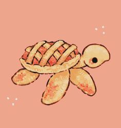 a drawing of a tortoise on a pink background