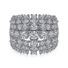 18K White Gold Wide Six Row Diamond Ring Luxury Cluster Diamond Ring In Platinum, Luxury Platinum Cluster Diamond Ring, Luxury Platinum Jewelry With Cluster Design, Luxury Platinum Cluster Jewelry, Luxury Diamond Cluster Rings, Luxury Cluster Cut Diamond Ring, Luxury Cluster Diamond Ring, Luxury Cluster-cut Diamond Ring, Luxury White Diamond Ring With Pave Setting