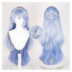 a wig with long blue hair is shown