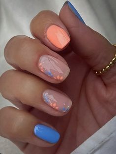 Short Prom Nails, Sizes Of Nails, Press On Nails Square, Prom Styles, Blue Solid Color, Square Press On Nails, Short Fake Nails, Short Press On Nails