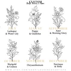 the different types of flowers that are featured in this postcard for each flower shop