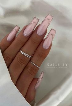 Ballerina Winter Nails, Pink Wedding Nails, Pink Glitter Nails, Short Acrylic Nails, Long Acrylic Nails, Nude Nails