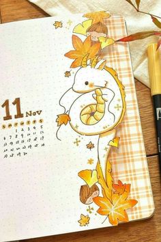 a notepad with an image of a chicken on it next to a pen and marker