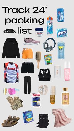 the back to school packing list is filled with items that include shoes, backpacks and toiletries