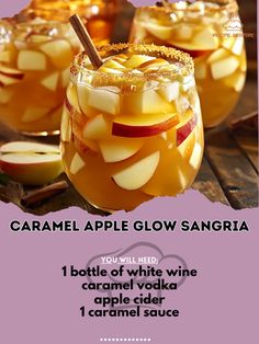 an advertisement for caramel apple glow sangria