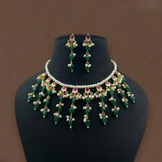 Gorgeous Sabyasachi inspired Fine Quality Necklace with matching earrings Fine quality and craftsmanship. Perfect Jewelry for weddings. Necklace comes in drawstring cord therefore adjustable Please let me know if you have any questions Long Indian Necklace, Green Beads Necklace, Green Beaded Necklace, Necklace Indian, Indian Necklace, Pakistani Jewelry, Green Beads, Flower Jewelry, Earrings Long