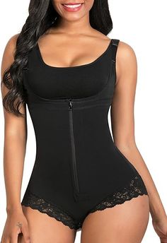 SHAPERX Shapewear for Women Tummy Control Fajas Colombianas Body Shaper Zipper Open Bust Bodysuit Vetements Shoes, Latex Waist Trainer, Body Shapewear, Waist Training Corset, Lace Body