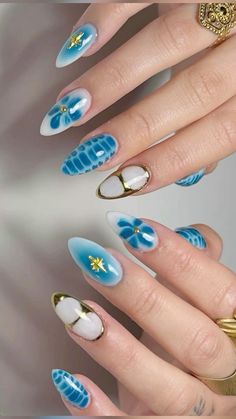 Summer nails Nails Summer Inspo 2024, Cool Nail Inspo 2024 Summer, Casa Azul Nails, Short Summer Nail Ideas 2024, Nail Inspo Summer 2024, Blue Trendy Nails, Cyan Nails, Alaska Nails, Tropical Nails