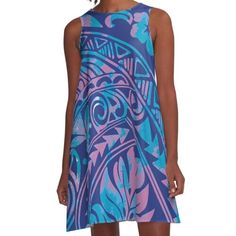 Loose-fit, mid-length sleeveless dress with silky handfeel. Printed on both sides. Machine washable. Size range XS-2XL. Print Polynesian Pattern Designs Polynesian Designs, Woven Dress, Dress For Sale, Both Sides, Dress Fabric, Mid Length, A Line Dress, Dresses For Sale, Sleeveless Dress