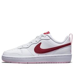 (GS) Nike Court Borough Low 2 'White Dark Beetroot' BQ5448-120 (SNKR/Skate/Casual/Low Top/Non-Slip) Nike Court Borough Low 2, Nike Court Borough Low, Nike Court Borough, Low Top, Nike, White