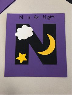 a letter n is for night made from construction paper