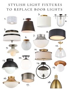 different types of light fixtures to replace bob lights in your home or office, including lamps and pendants