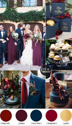 the color scheme for this wedding is red, white and blue with gold accents on it