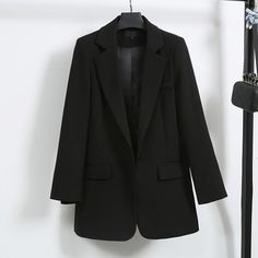 Elegant Black Single Button Women Blazer Jacket Women In Black Blazer, Black Womens Blazer, Black Suit Jacket Outfits For Women, Formal Coats For Women, Elegant Jackets For Women, Fashion Suits Women, Black Blazer For Women, Student Coat, Women Work Wear