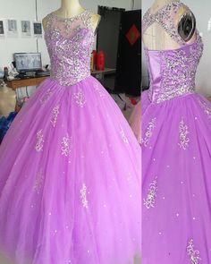 Tulle Quinceanera Dresses Ball Gowns Crystal Beaded Scoop Neck – alinanova Tulle Quinceanera Dresses, Empire Bridesmaid Dresses, Silver Wedding Dress, Glitter Prom Dresses, Midi Bridesmaid Dress, Bling Wedding Dress, Tulle Balls, Halter Prom Dresses, Cape Wedding Dress