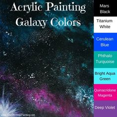 a book cover with the title'acrylic painting galaxy colors'in it