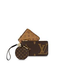 Description The Trio Pouch is an ingenious design combining three different pouches in three variations of Louis Vuitton’s iconic Monogram canvas. Ideal for essentials, the pouches can be used together or separately, and carried in the hand by the wristlet or attached to a bag or belt. They are secured with gold-tone LV Circle zips. Size: L 7.68 x H 4.53 x W 1.18 inches / 19.5 x 11.4 x 3 cm Round : L 3.9 x H 3.9 x W 0.2 / 9.9 x 9.9 x 0.5 cm Monogram Giant, Monogram Reverse and Monogram Mini coated canvas Cowhide-leather trim Cowhide-leather lining Gold-color hardware Wristlet LV Circle zip closure Comes with dust bag, ation cards, and pamphlets 1:1 mirror image qualityDelivery 5-8 or 10-15 working days Please note that during high season and Sale period, delivery times may be affected We a Louis Vuttion, Pochette Louis Vuitton, Sac Louis Vuitton, Louis Vuitton Store, Color Dorado, The Hand, The Pouch, Bag Set