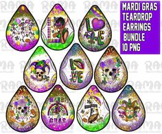 mardi gras teardrop earrings bundle 10 png