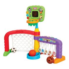 a toy set with balls and a net