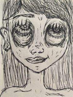 a drawing of a girl with big eyes