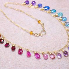 Rainbow Gemstone Necklace Colorful Stone Necklace Precious Gemstone Necklace Multi Stone Drop Necklace Rainbow Necklace Sapphire Necklace (30763 - 1) Rainbow Multi-stone Necklace In Fine Jewelry Style, Multicolor Gemstone Pendant Necklace, Multicolor Briolette Gemstones Fine Jewelry, Fine Jewelry With Multicolor Briolette Gemstones, Multicolor Gemstone Accent Fine Jewelry Necklaces, Elegant Rainbow Pendant Necklaces, Multicolor Gemstone Bead Pendant, Multicolor Gemstone Pendant With Accents, Multicolor Gemstone Beads Pendant