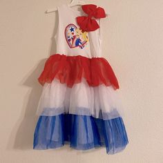 New Without Tags Girls Jojo Siwa Americana Tutu Dress- Red/White/Blue S (6/6x) Playful White Tutu Dress With Ruffles, White Short Sleeve Tutu Dress For Summer, Summer White Short Sleeve Tutu Dress, White Short Sleeve Summer Tutu Dress, Playful White Tutu Dress For Dress-up, Cute Red Tutu Dress For Spring, Cute White Tutu Dress For Summer, White Short Sleeve Tutu Dress For Dress-up, Cute White Summer Tutu Dress