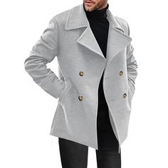 Season:Fall  Winter; Fabric:Polyester; Sleeve Length:Long Sleeve; Gender:Men's; Style:Classic,Casual,Fashion; Occasion:Vacation,Daily,Going out; Placket:Double Breasted; Function:Thermal Warm; Pattern:Plain; Design:Pocket; Neckline:Lapel; Outerwear Type:Trench Coat,Peacoat; Listing Date:09/24/2024; Bust:; Length:; Shoulder Width:; Sleeve: Mens Fashion Coat, Peacoat Men, Men's Trench Coat, Trench Coat Men, Active Jacket, Outerwear Outfit, Casual Work, Fashion Lighting, Pullover Men