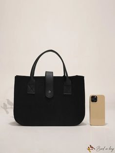 Bird in Bag - Large Capacity Top Handle Bag Casual Box Bag With Adjustable Handle For Daily Use, Casual Large Capacity Box Bag For On-the-go, High-end Everyday Box Bag With Top Carry Handle, Large Capacity Black Bag With Double Handle, High-end Black Box Bag With Large Capacity, Black Shoulder Bag With Top Carry Handle For On-the-go, Black Bags With Top Carry Handle, Rectangular Shape, Style Minimalist, Top Handle