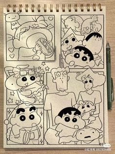 an image of cartoon characters drawn on paper