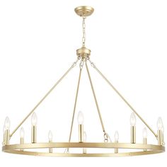 a large brass chandelier with six lights