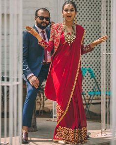 Style With Blazer, Saree Looks, Gorgeous Saree, Bridal Trousseau, Jacket Designs, Contemporary Bridal