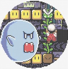 a cross stitch pattern with an angry face